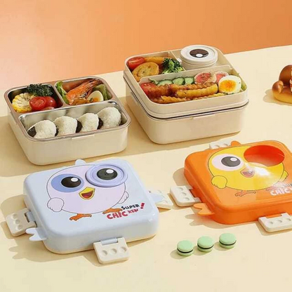 Fun & Cute Cartoon Bento Lunch Box for Kids 🦕🐱🐘 – 1100ml Capacity