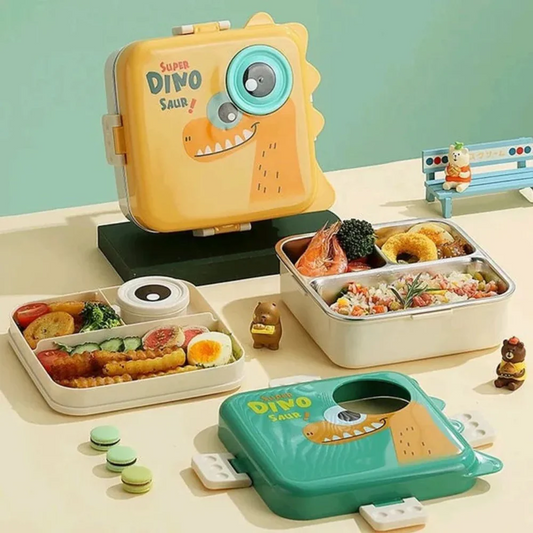 Fun & Cute Cartoon Bento Lunch Box for Kids 🦕🐱🐘 – 1100ml Capacity