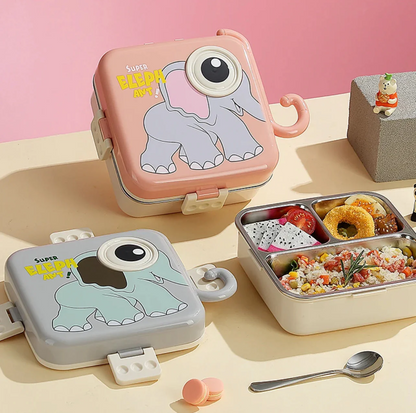 Fun & Cute Cartoon Bento Lunch Box for Kids 🦕🐱🐘 – 1100ml Capacity