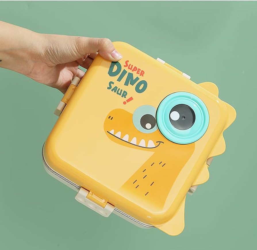 Fun & Cute Cartoon Bento Lunch Box for Kids 🦕🐱🐘 – 1100ml Capacity